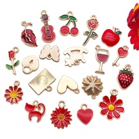 Nouveaux breloques en alliage rouge à faire soi-même, en forme de cœur, de chat, de cerise, de sabot de cheval, style décontracté/sportif pour la fabrication de bijoux, cadeau