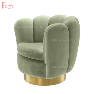 Maison Salon Occasionnel Rotatif Barillet Pivotant Fauteuil avec L'acier Inoxydable D'or Rond Base Tournante Chaise D'accent - Product Image 4