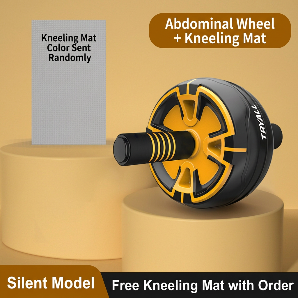 Rueda abdominal premium negra y amarilla.