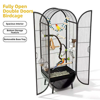 Grande cage pour perruches avec couvercle, cage à oiseaux durable à structure métallique, conception facile à nettoyer pour oiseaux d'intérieur, cage pour canaris et pinsons