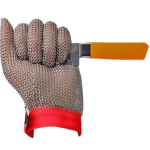 Gants de sécurité de cuisine A9 anti-coupure en acier inoxydable de qualité alimentaire, texture écaille de poisson, 7 oz, 26 cm, pour couteau de boucher - Product Image 4