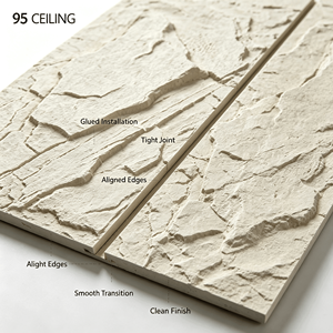 Panneaux muraux décoratifs <span class=keywords><strong>en</strong></span> carton robuste avec texture de <span class=keywords><strong>pierre</strong></span> de roche <span class=keywords><strong>en</strong></span> PU, revêtement mural à clipser pour les salles d'exposition et les allées de kiosques - Product Image 2