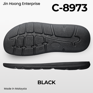 Jin Hoong <b>Men</b> C-8973 Black PVC Lightweight <b>Water</b> Resistant Anti-Slip Durable <b>Shoes</b>/Slippers 23mm Thickness Made in Malaysia - Product Image 3