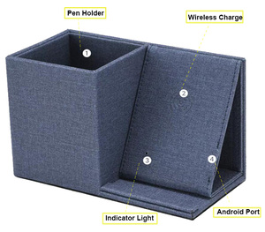 Lg8188 Handmade Da Máy Tính Để Bàn Tổ Chức Bán Buôn Biểu Tượng Tùy Chỉnh 10W/15W Không Dây Sạc Đứng Văn Phòng Chủ Bút - Product Image 3