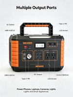 Stasiun Tenaga Surya Portabel 500W 519Wh LiFePO4 MPPT Inverter Gelombang Sinus Murni dengan Port RV Jarak Jauh, Pemantik Rokok, dan Jump Starter