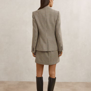 Women's Wool-Blend Double-Breasted Check <b>Blazer</b> in Neutral Check Women's Vintage <b>Blazer</b> Suit - Product Image 3