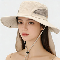 Chapeau de soleil d'été rayé à large bord avec protection du cou, respirant, séchage rapide, pliable, pour activités de plein air