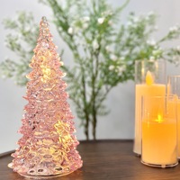 Ornement de Noël en verre avec lumières LED rouges, vertes et roses, décoration minimaliste pour la maison, pour une ambiance festive