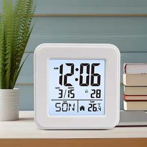 Despertador de escritorio electrónico silencioso <span class=keywords><strong>LCD</strong></span> con Hora Digital, fecha, temperatura y humedad, calendarios de repetición - Product Image 5