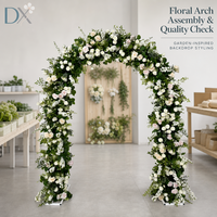 Backdrop Bunga Artifisial Hijau Putih Pink Bentuk U untuk Dekorasi Acara Photo Booth Pengantin Grosir