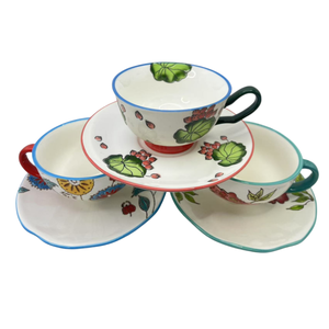 En stock chez le fabricant : Ensemble de tasses à café et à thé de luxe en céramique, 9 oz, peintes à la main avec motifs floraux, pour la conservation du café - Product Image 6