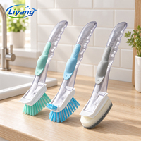Brosse de nettoyage de cuisine 4-en-1 durable avec distributeur de savon intégré pour casseroles, poêles et évier
