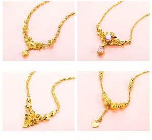Kalung liontin ukiran baru perhiasan rantai kasual wanita berlapis emas 24K liontin berbentuk kacang emas <span class=keywords><strong>Dubai</strong></span> - Product Image 1