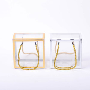 Imee Sang Trọng Vàng Bạc Hộp Nhựa Với Dây Thừng Xử Lý Rõ Ràng Vuông Hình Chữ Nhật Dài Túi Trong Suốt Cho Quà Tặng PVC Pet Hộp - Product Image 3
