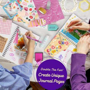 Set <span class=keywords><strong>de</strong></span> Regalo <span class=keywords><strong>de</strong></span> Cuaderno <span class=keywords><strong>de</strong></span> <span class=keywords><strong>Viajero</strong></span> DIY, <span class=keywords><strong>Kit</strong></span> <span class=keywords><strong>de</strong></span> Diario Vintage con Pegatinas y Cinta Washi, Material <span class=keywords><strong>de</strong></span> Papelería Estético para Chicas - Product Image 2