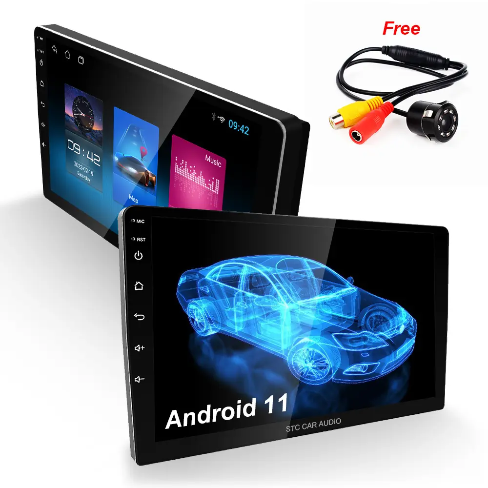 Автомобильная стереомагнитола с сенсорным экраном, автоплеер, Android 11, 1 + 16, двойной Din, 2.5D, видеорегистратор, камера, GPS-навигация, OEM