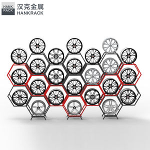 हेक्सागोनल व्हील रैक डिस्प्ले व्हील स्टोरेज रैक रिम/रिम भंडारण रैक लाल + काला - Product Image 3