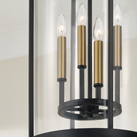 Lustre à bougies de style français, industriel et transitoire, avec cadre en laiton et pendentifs en verre, pour îlot de cuisine, chambre et salon