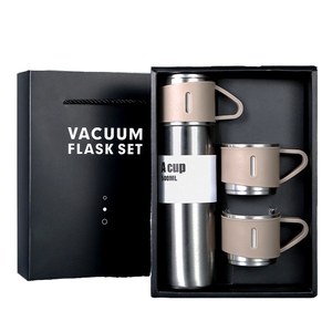 Portable Double Paroi Isolé Sous Vide En Acier Inoxydable Flacon Ensemble Deux Tasses De Voyage Design Moderne Performance Thermique Chaude Boîte-Cadeau - Product Image 1