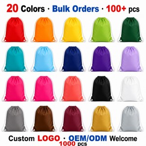 กระเป๋าเชือกผูกน้ำหนักเบา 20 สี รับผลิตจำนวนมาก โลโก้สั่งทำ โพลีเอสเตอร์ กระเป๋าซิปแบบรูด ขายส่งสำหรับงานอีเว้นท์ โรงเรียน กีฬา โรงงานโดยตรง - Product Image 1