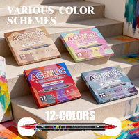 Marqueur acrylique double tête Xin Bowen, 12 couleurs, peinture artistique, pointe fine, marqueur de croquis, marqueur acrylique multicolore, ensemble de stylos marqueurs