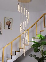 JYLIGHTING Lustre suspendu en cristal en spirale moderne personnalisé pour plafond haut, luminaire pour escalier, villa, hôtel