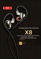 Écouteurs de jeu filaires 2026 X8 Pro - Casque intra-auriculaire HiFi à diaphragme bio de 10 mm, micro HD plaqué argent à 4 brins, étanchéité IPX-4