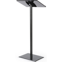 Podio de Acrílico Negro con Base Cuadrada de Aluminio, Atril de Plástico, Púlpito
