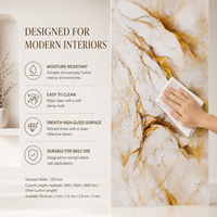 Panneau mural en PVC MORLENX, marbre blanc ambré veiné or, surface 3D, imperméable, haute brillance, pour salon, cuisine, entrepôt