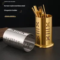 Support à baguettes creux en acier inoxydable doré style coréen, vintage brossé, avec drainage, pour rangement de couverts et vaisselle