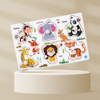 Puzzle Montessori en bois éducatif à poignée, jouet DIY pour l'apprentissage précoce des bébés et des jeunes enfants (garçons)
