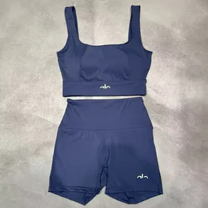 Set da Yoga per Palestra con Logo Personalizzato, Completo Sportivo Senza Cuciture da Donna in 2 Pezzi: <span class=keywords><strong>Top</strong></span> Corto e Pantaloncini a Vita Alta - Product Image 6