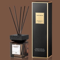 Diffuseur de parfum d'ambiance aux tons chauds, ornement de luxe en verre carré ambré, diffuseur à bâtonnets longue durée pour chambre et salle de bain