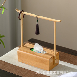 Bamboo Tissue Box Rectangle Standing Type Multipurpose Desktop Organizer For Office Use - Product Image 2
