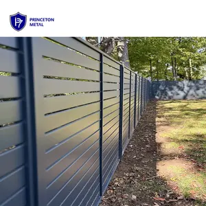 Modern Fence Metal Horizontal Privacy Black Powder Coated Aluminum Fence