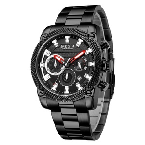 Megir 2134 Top Brands Silver Gents Quart Watches Men Wrist Watches Complete Calendarstainless Steel Back Water Resistant Watch - Product Image 3