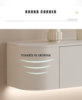 Meuble TV Suspendu en Bois Massif et Table Basse : Combinaison Murale Moderne et Simple pour Petit Espace