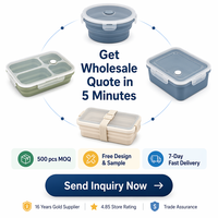 Boîte à bento en silicone de qualité alimentaire à compartiments, directement de l'usine, faible MOQ, support du dropshipping
