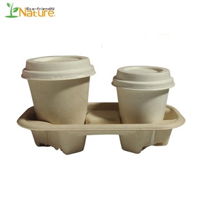 Bagazo biodegradable desechable compostable, caña <span class=keywords><strong>de</strong></span> azúcar, papel <span class=keywords><strong>de</strong></span> caña <span class=keywords><strong>de</strong></span> azúcar, soporte para taza <span class=keywords><strong>de</strong></span> café, bandeja <span class=keywords><strong>de</strong></span> transporte para 2/4 tazas - Product Image 3