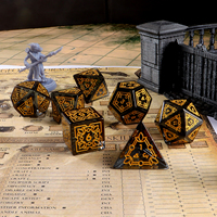 Vente en gros usine : Ensemble de dés DND en pierres précieuses à motif gris (D6, D20, D10, D12) pour RPG Dungeons and Dragons