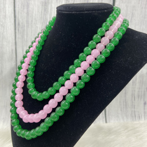 Rosa verde Manto verde Monalise pietra <span class=keywords><strong>tre</strong></span> strati collana gemma per gioielli regalo - Product Image 2