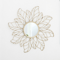 Salon salle de bain fleur forme sunburst cadre métallique décoratif or miroir