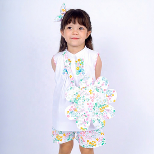 Conjunto Casual de Lujo para Niñas Babeeni, Corsé con Bordado Floral, Estampado, 100% Algodón, Certificado OEKO-TEX, Transpirable, Ignífugo - Product Image 1