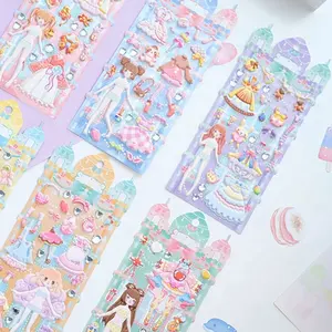 Aankleden Prinses Meisje Stickers Gezwollen Stripfiguren Stickers Sticker 3d Sticker Kawaii Pop Dress Up Stickers Gezwollen