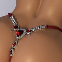 String sexy en velours avec strass, chaîne de corps réglable en forme de cœur avec cristaux, lingerie, bijoux de corps pour soirée plage