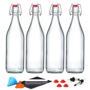 Botellas de vidrio con tapa abatible y tapones herméticos para fermentación, kombucha, hidromiel, vinagre, cerveza, kefir - Product Image 1