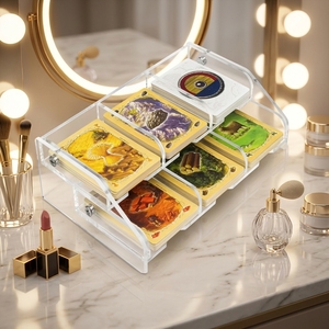 Présentoir de cartes en acrylique transparent moderne personnalisé, style échelle, double fentes pour cartes, surface polie, support organisateur de jeux de table - Product Image 3