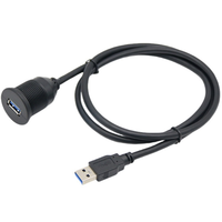 Câble d'extension automobile USB 3.0 étanche à port unique, mâle vers femelle, coaxial à paire torsadée, gaine en PVC