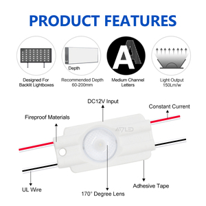 Módulo LED DMX de 12V, 1 Chip, 0.6W, 5 Años de Garantía, Lente de Inyección, Alta Eficiencia, Luz Trasera Flexible, Blanco 7000K, para Letreros, con Certificación CE y ROHS, IP65 - Product Image 4