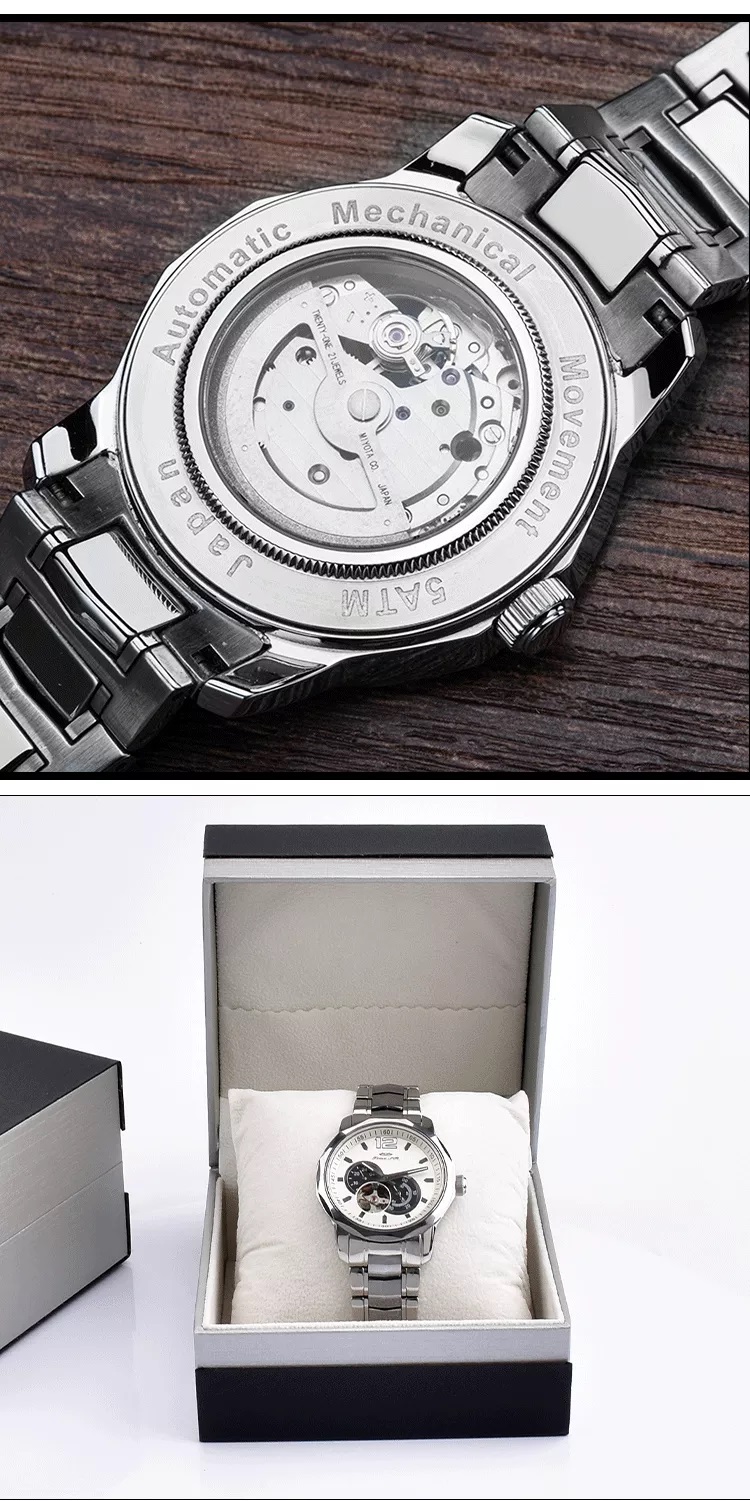 5ATM Japan Movement Mechanical Automatic watch Stainless Steel Back
